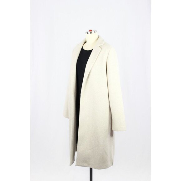 ZARA Light Beige Taupe Polyester Felt Long Open Soft Coat, Size L - Picture 4 of 12